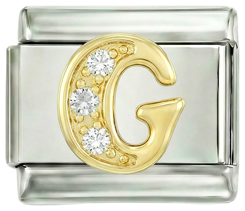 Letter G in Gold with Stones, on Silver - Letter-G-in-gold-with-stones-on-silver.png