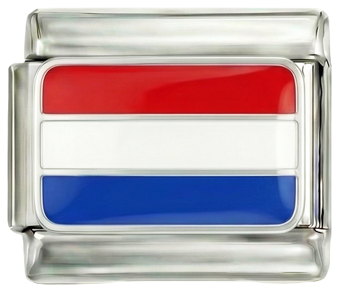 Netherlands Flag, on Silver