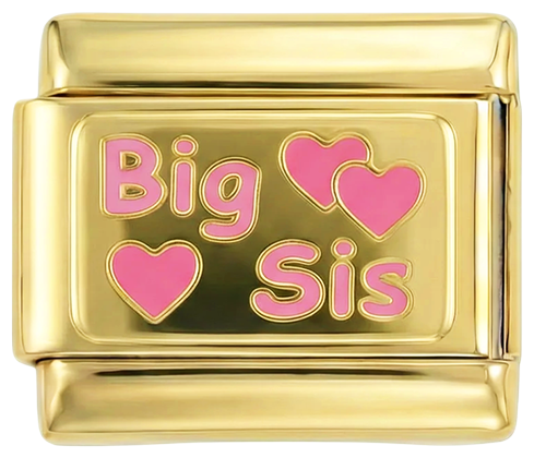 Big Sis with Pink Hearts on Gold - big-sis-with-pink-hearts-on-gold.png