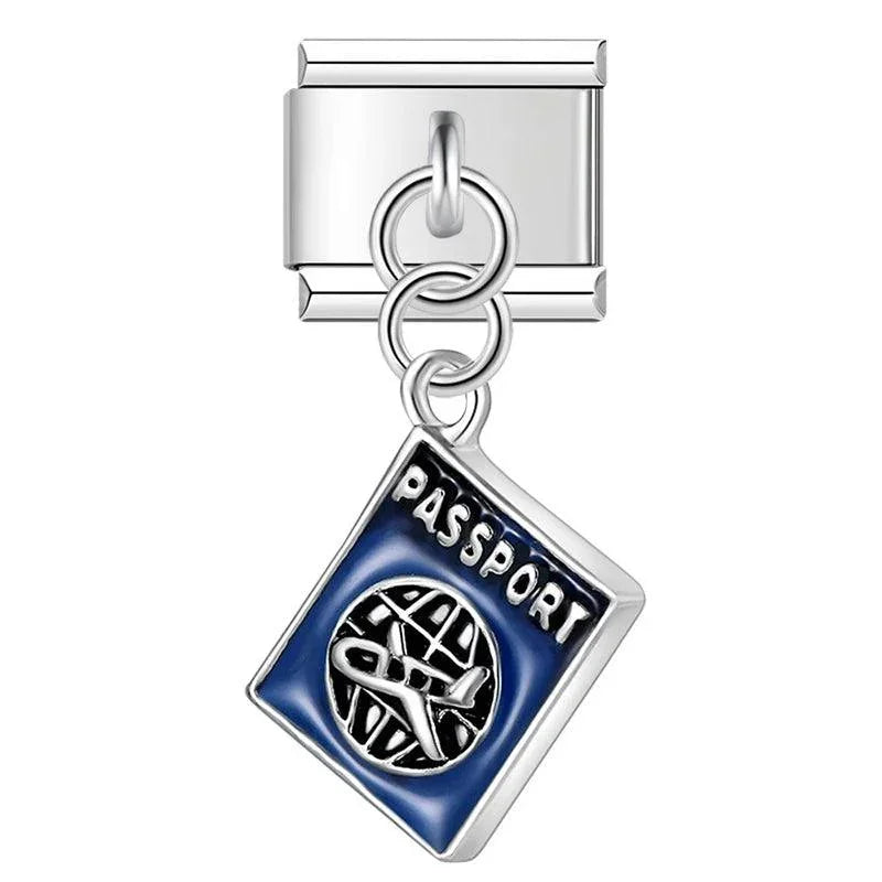 Blue Passport, on Silver - Charms Official