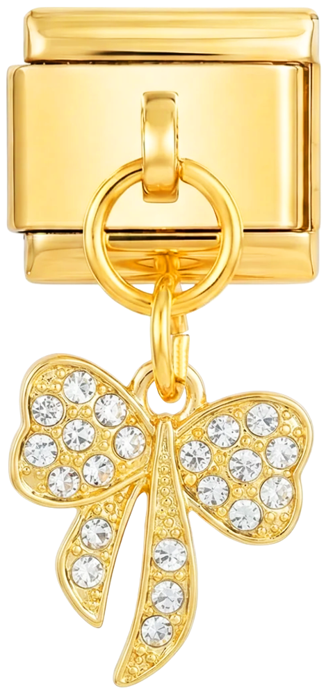 Bow with White Stones Hanging on Gold - bow-with-white-stones-hanging-on-gold.png