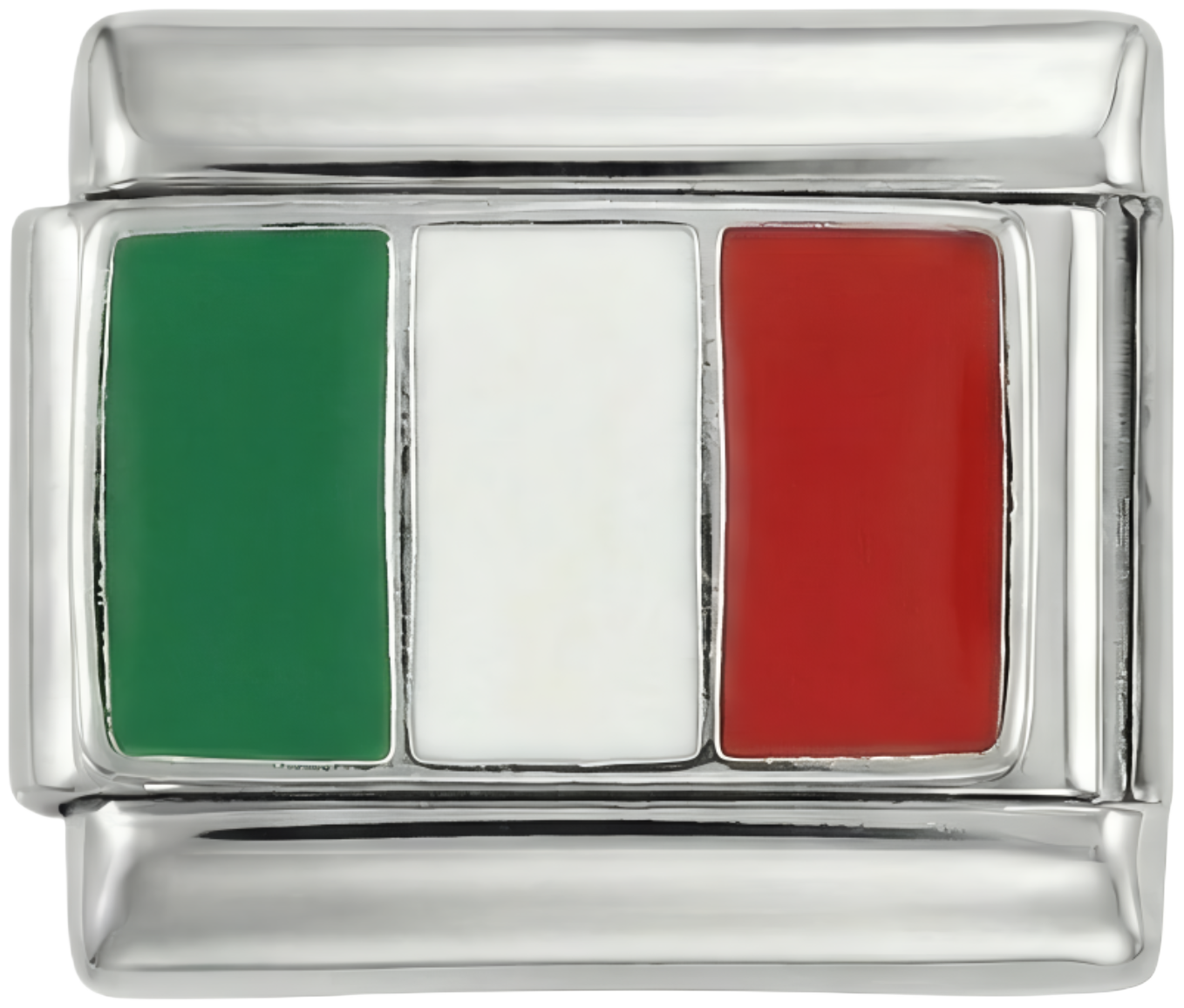 Italy Flag, on Silver