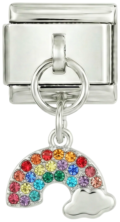 Rainbow with Cloud and Stones, on Silver - rainbow-with-cloud-and-star-on-silver.png