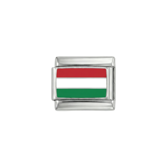 Hungary Flag, on Silver