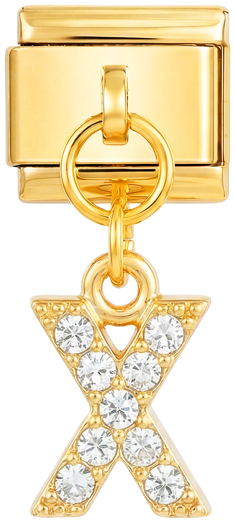 Litera X z kamieniami, Wisząca, na Złocie