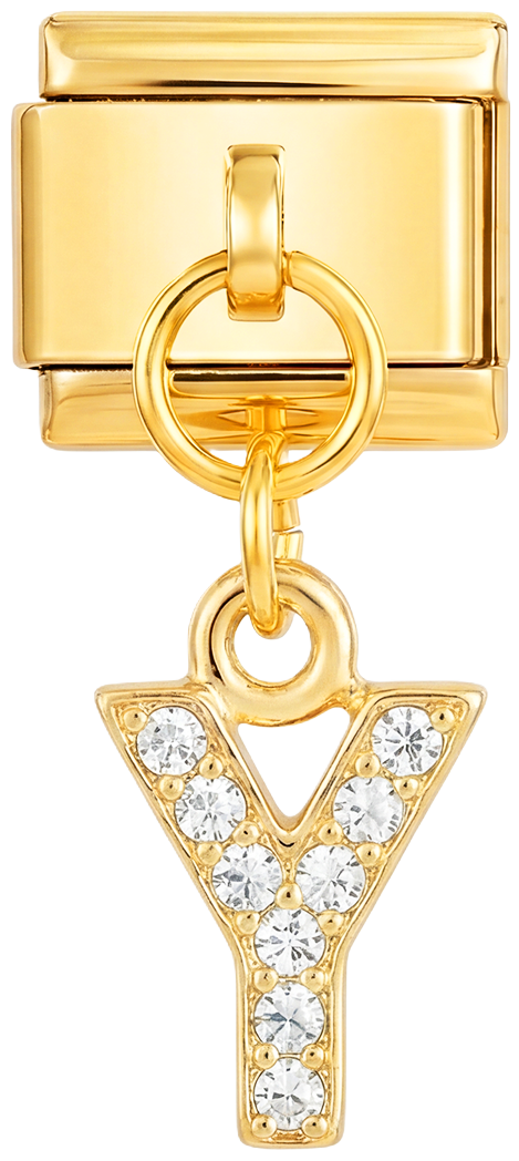 Letter Y with stones, Hanging, on Gold - Letter-Y-with-stones-hanging-on-gold.png