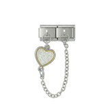 Wielokolorowe Serce, podwójne zawieszki, na srebrze