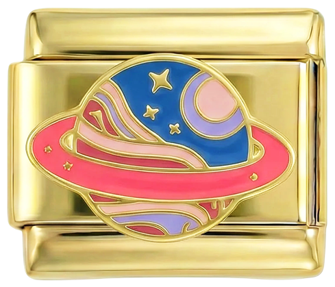 Pink and Blue Saturn with Stars on Gold - Pink-and-blue-saturn-with-stars-on-Gold.png