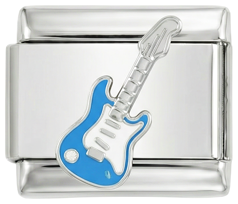 Niebieska gitara elektryczna na srebrze