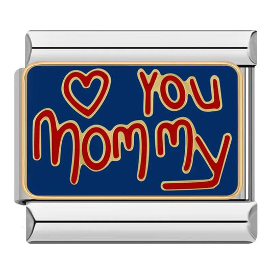 Blue Plate, I Love You Mommy, on Silver - Charms Official