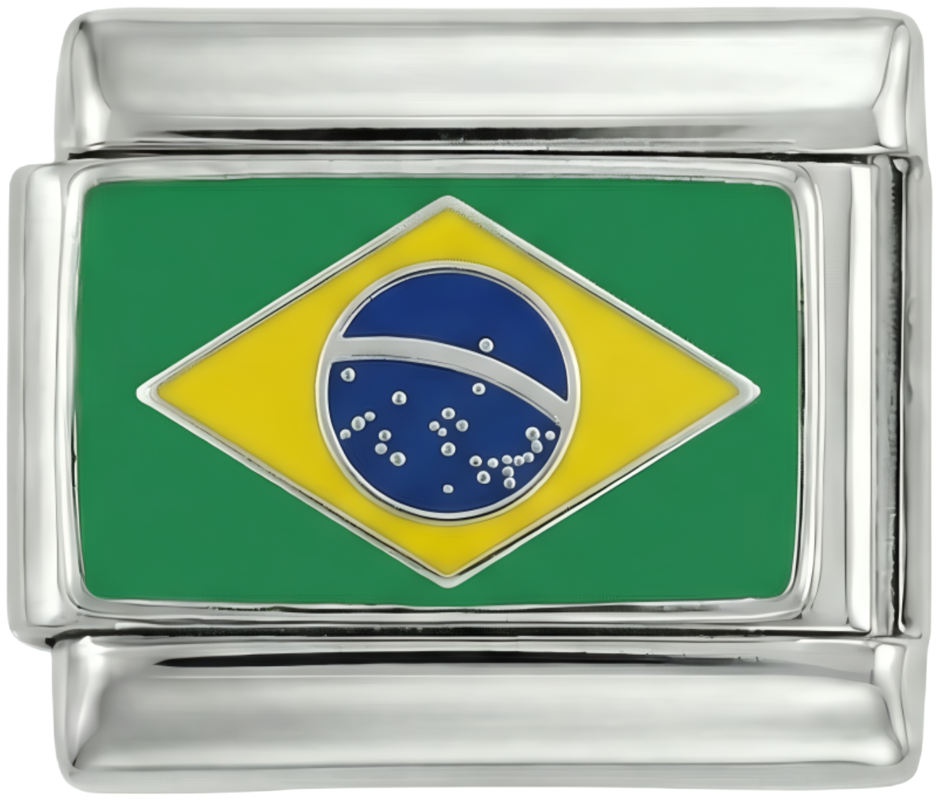 Brazil Flag, on Silver
