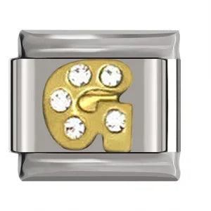 Letter G in Gold with Stones, on Silver - Charms Official