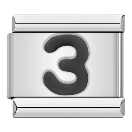 Number 3, on Silver - Charms Official